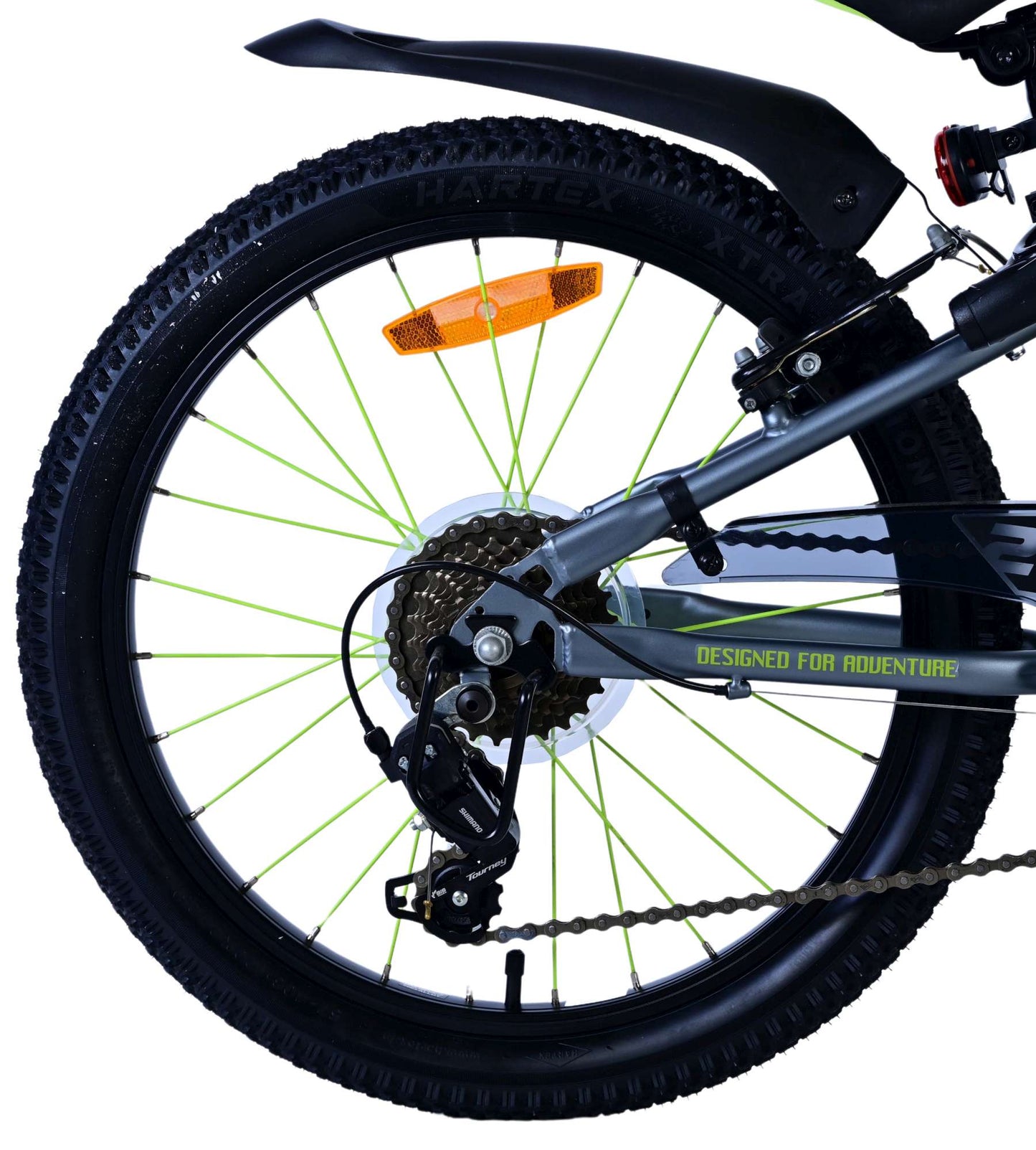 Volare Rocky Barncykel 20 Tum, 7 Växlar, Grön/Grå - Lilla Cykelbutiken