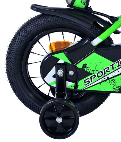 Volare Sportivo Barncykel 12 tum, Grön Svart - Lilla Cykelbutiken
