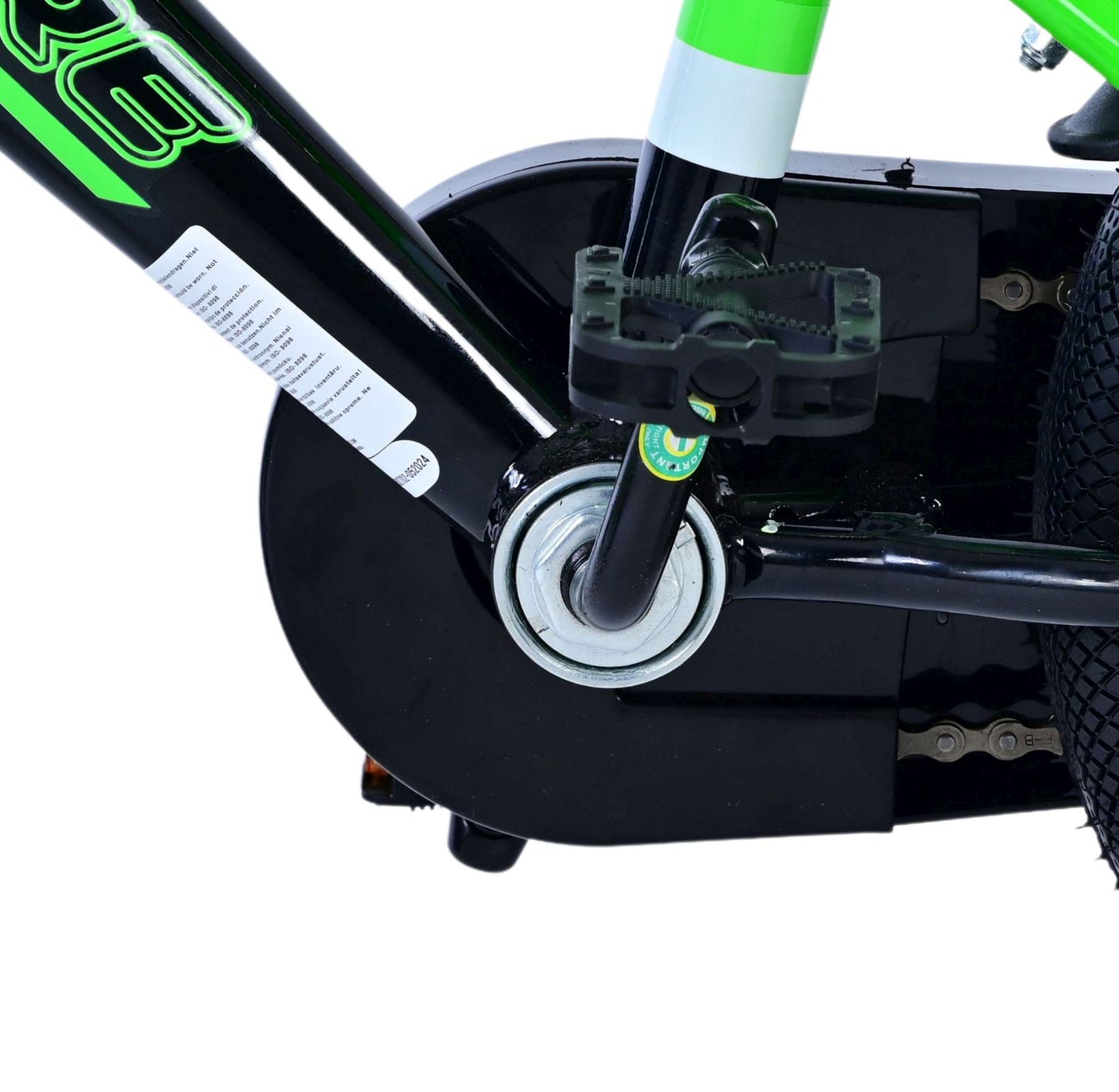 Volare Sportivo Barncykel 12 tum, Grön Svart Två Handbromsar - Lilla Cykelbutiken