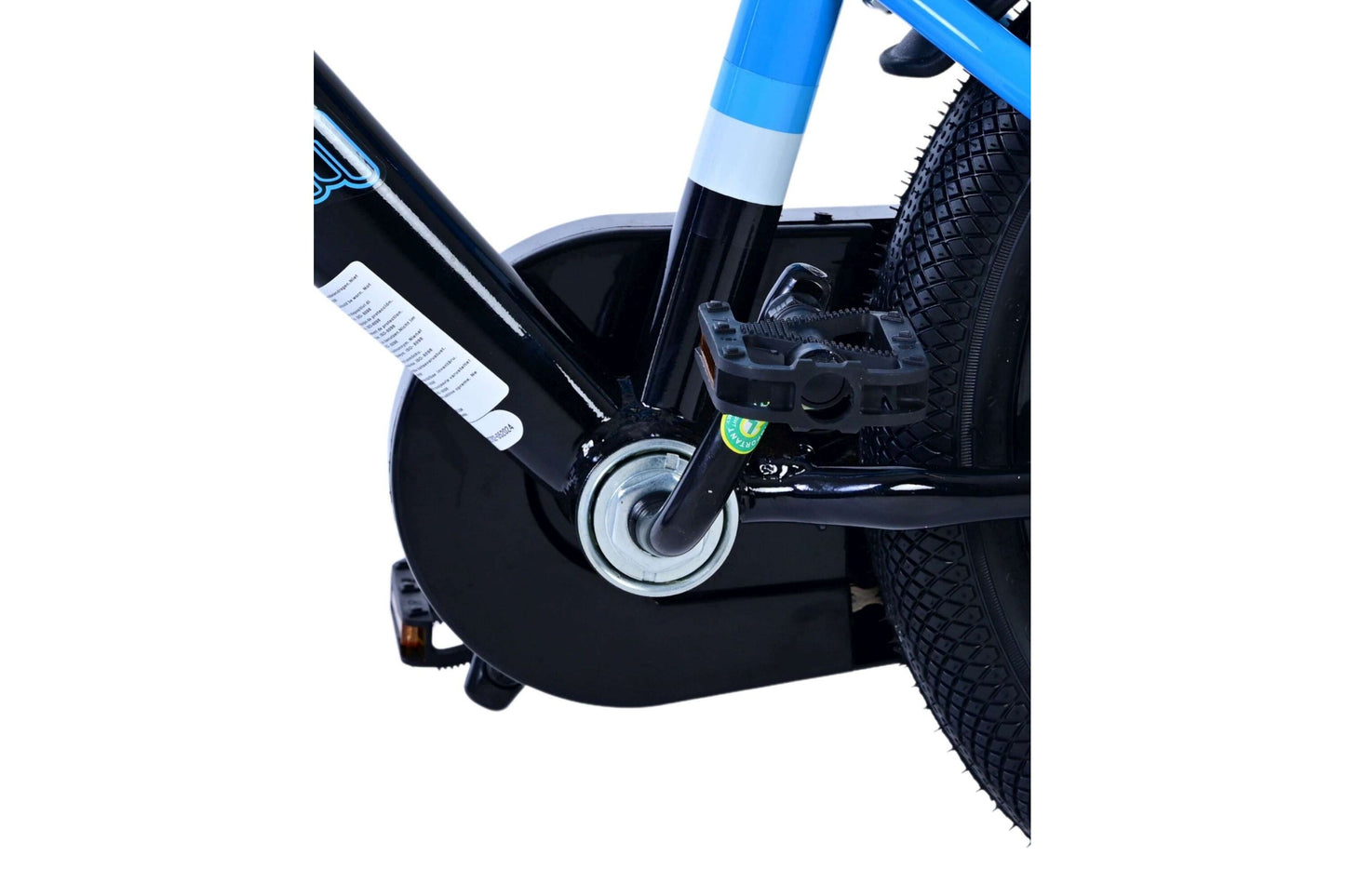 Volare Sportivo 14-tums Barncykel – Svart med Blå Detaljer & Stödhjul, För barn 3-5 år