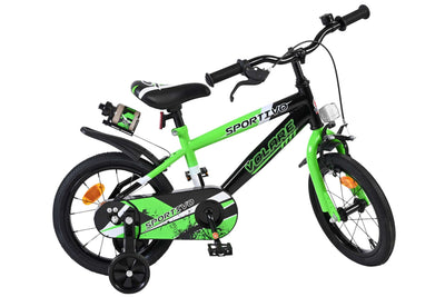 Volare Sportivo 14 Tum Barncykel Med Stödhjul, Grön - För barn 3-5 år