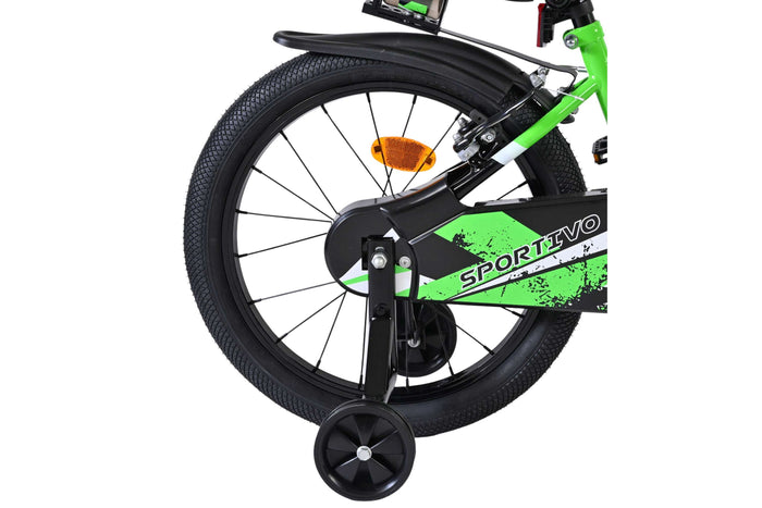 Volare Sportivo 18-tums barncykel, Grön dubbla handbromsar - För barn 4-7 år