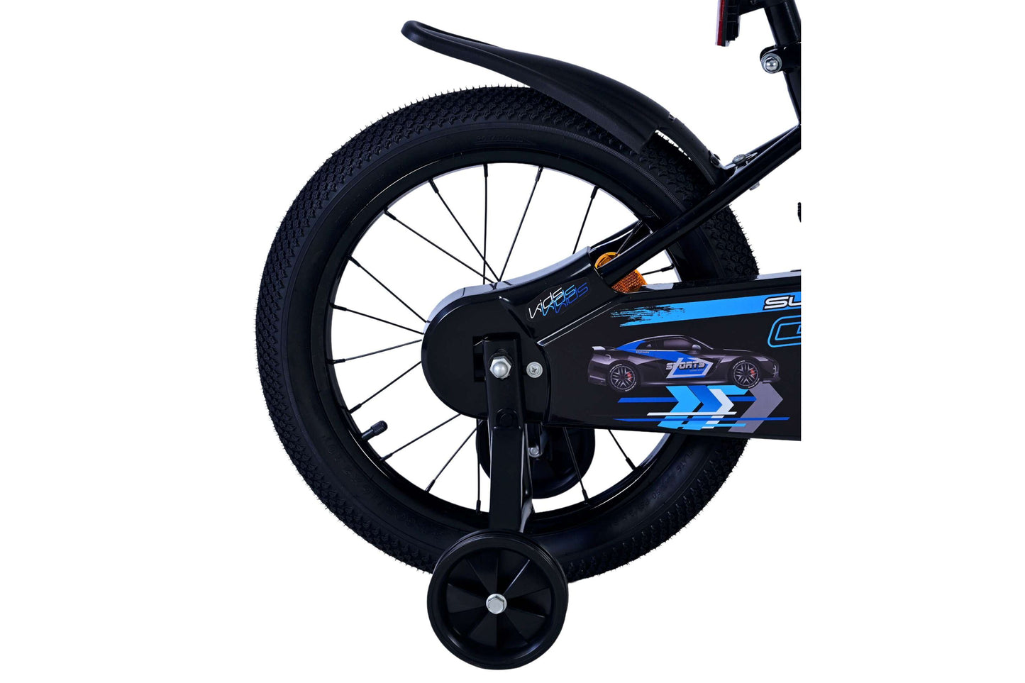 Volare Super GT 16-tums Barncykel – Blå/Svart med Stödhjul, För barn 4-6 år