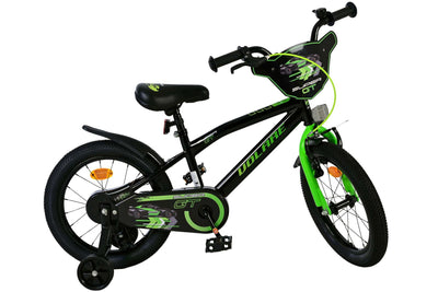 Volare Super GT 16-tums Barncykel – Grön/Svart med Stödhjul, För barn 4-6 år
