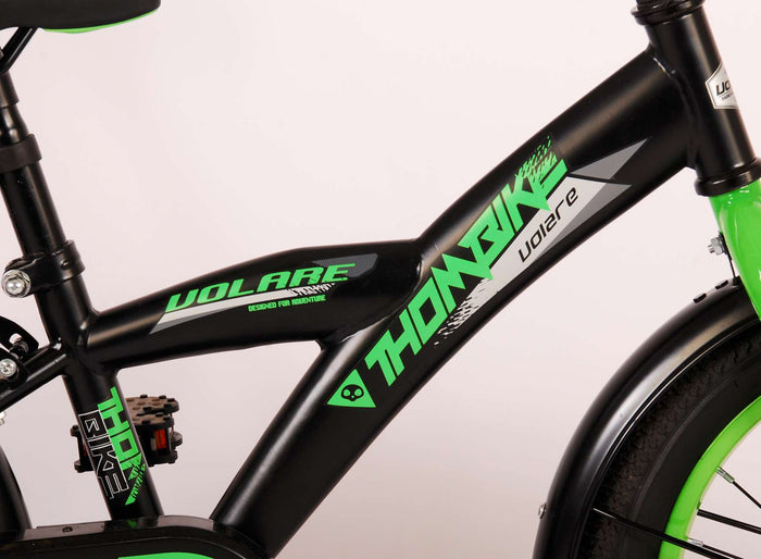 Volare Thombike Barncykel 16 tum, Svart Grön - Lilla Cykelbutiken