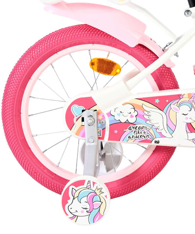 Volare Unicorn Barncykel 16 tum, Vit - För barn 4-6 år