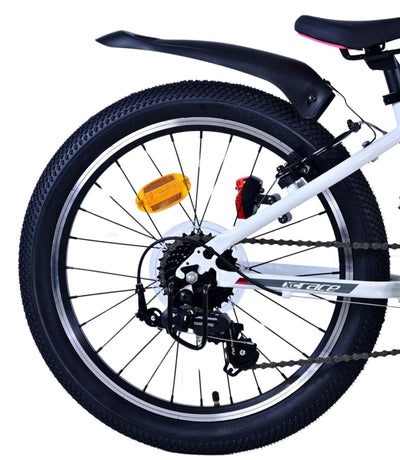 Volare XC Race Barncykel 20 tum, 7 Växlar Vit Rosa - Lilla Cykelbutiken