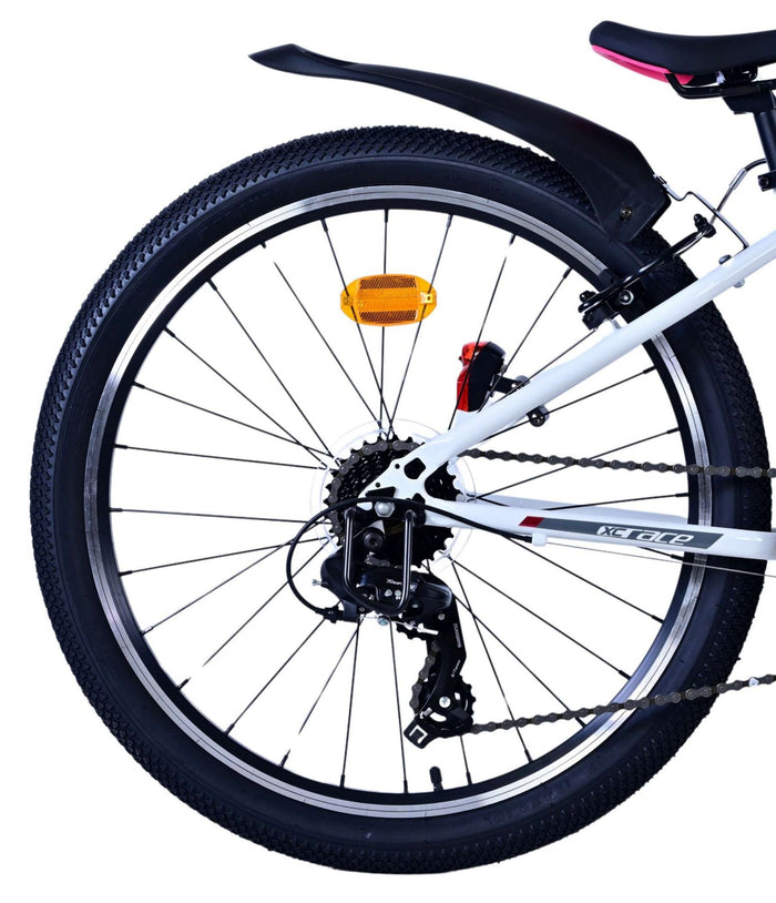 Volare XC Race Barncykel 24 tum, 21 Växlar Vit Rosa - Lilla Cykelbutiken