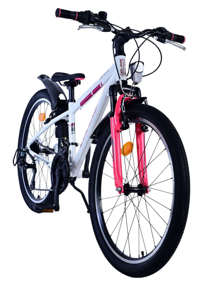 Volare XC Race Barncykel 24 tum, 21 Växlar Vit Rosa - Lilla Cykelbutiken