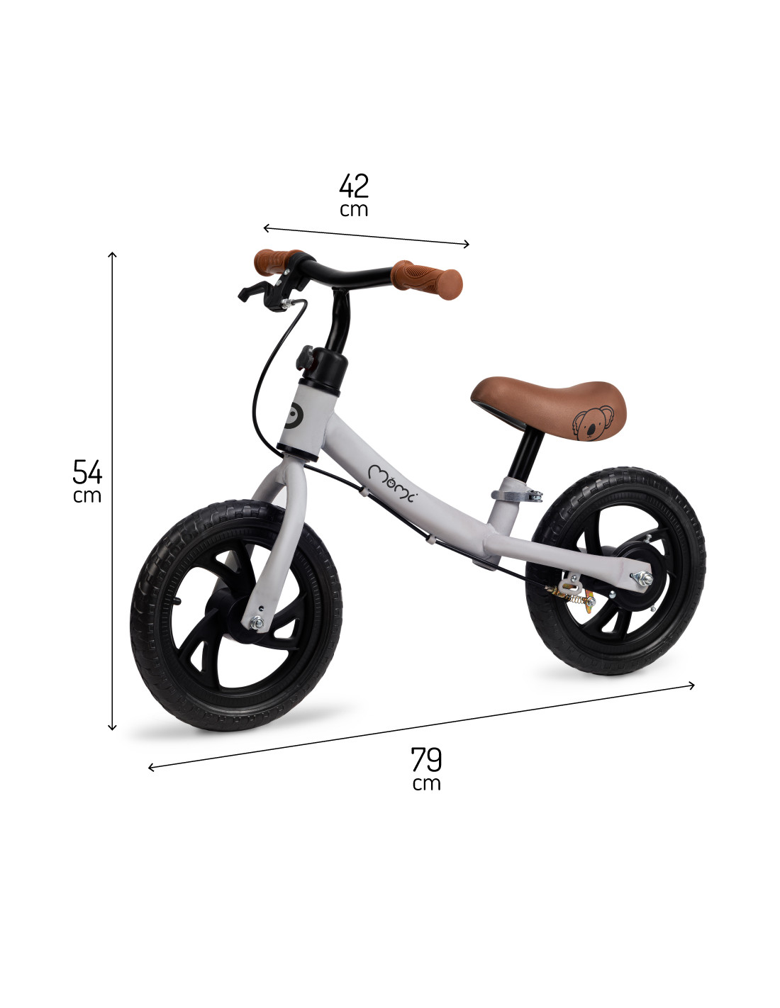 MoMi BREKI Balanscykel, Grå - Lilla Cykelbutiken