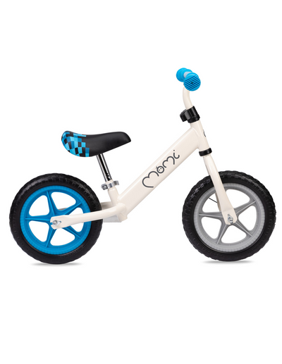 MoMi FLEET Balanscykel, Vit/Blå - Lilla Cykelbutiken