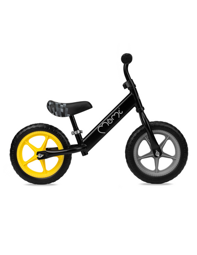 MoMi FLEET Balanscykel, Svart - Lilla Cykelbutiken