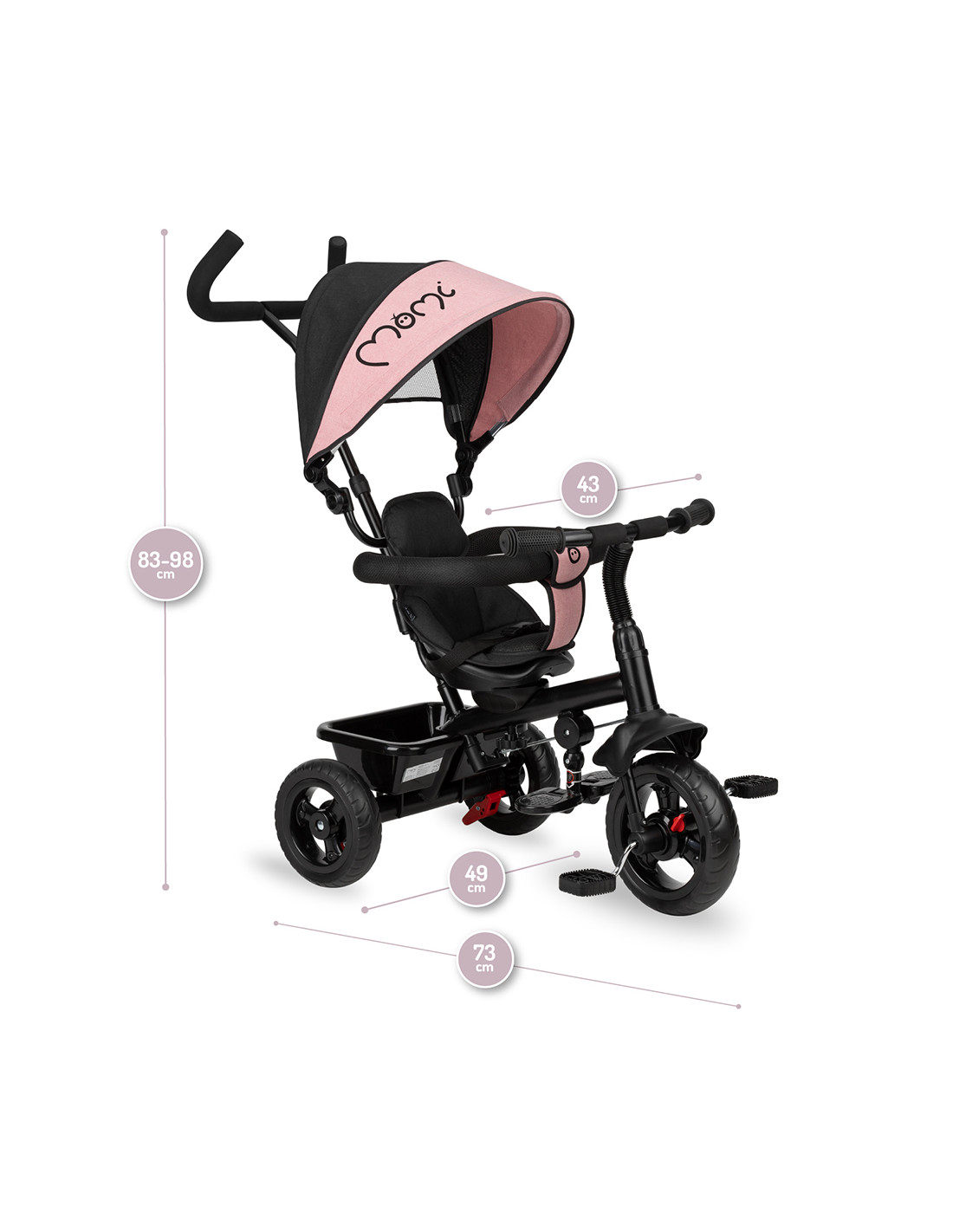 MoMi IRIS Trehjulig, Rosa - Lilla Cykelbutiken