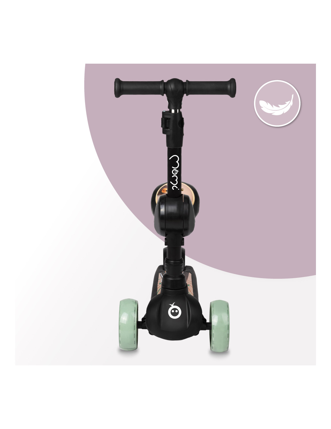 MoMi KIURU 2-i-1 Sparkcykel, Svart - Lilla Cykelbutiken