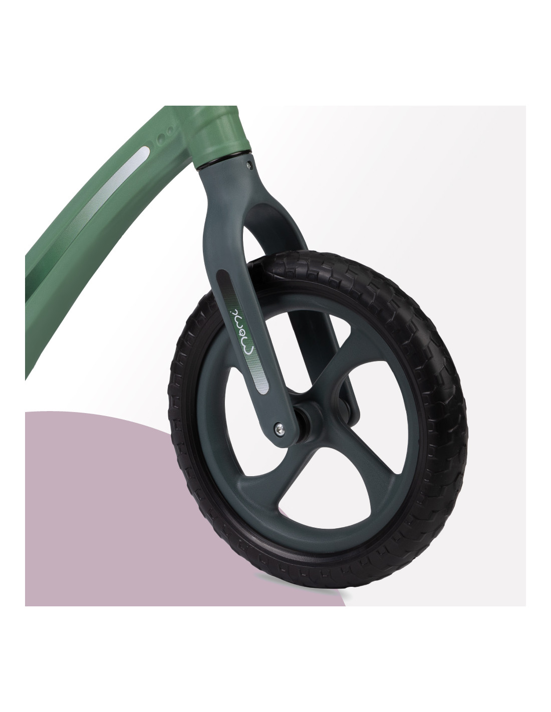 MoMi MIZO Balanscykel, Khaki - Lilla Cykelbutiken