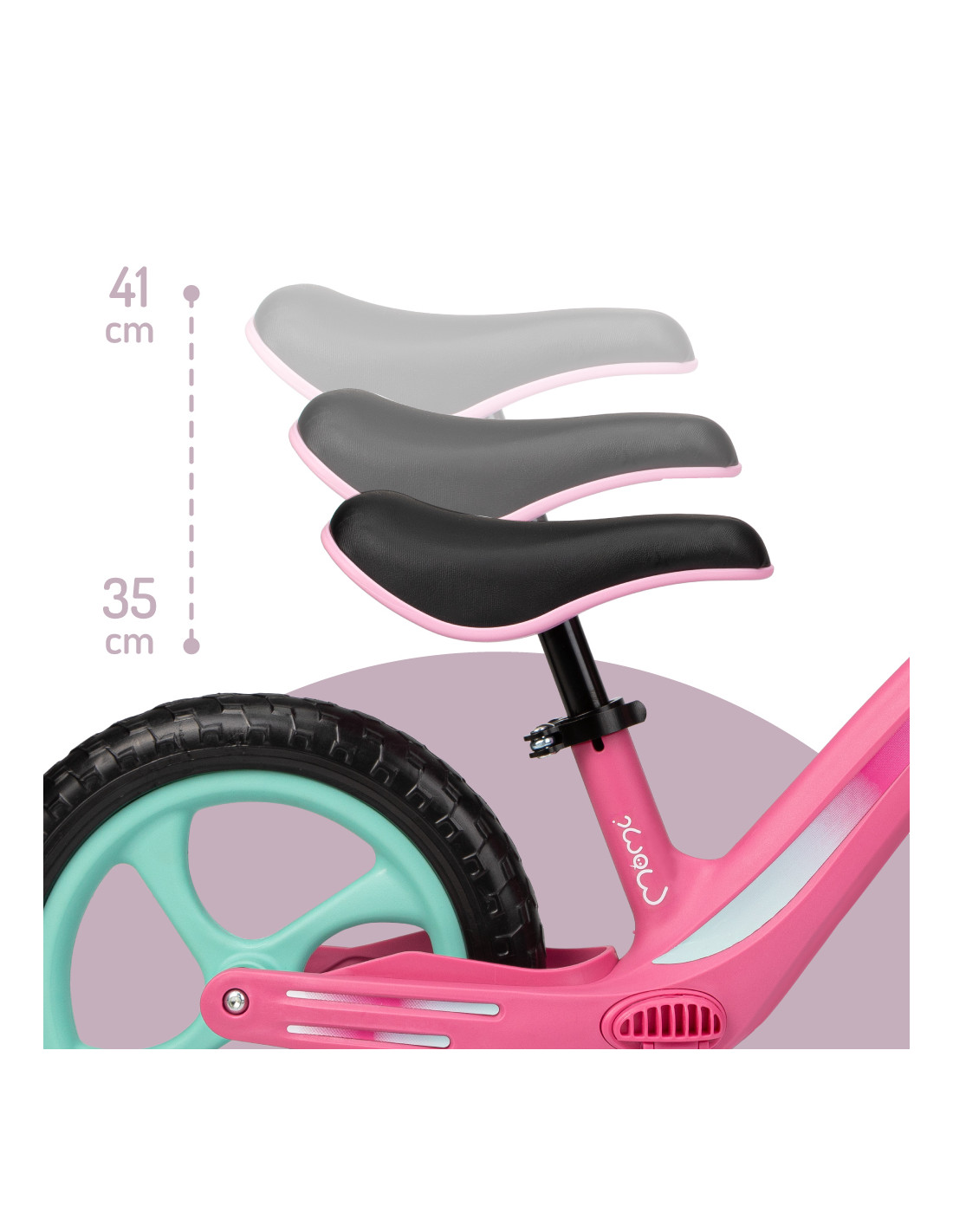 MoMi MIZO Balanscykel, Rosa - Lilla Cykelbutiken