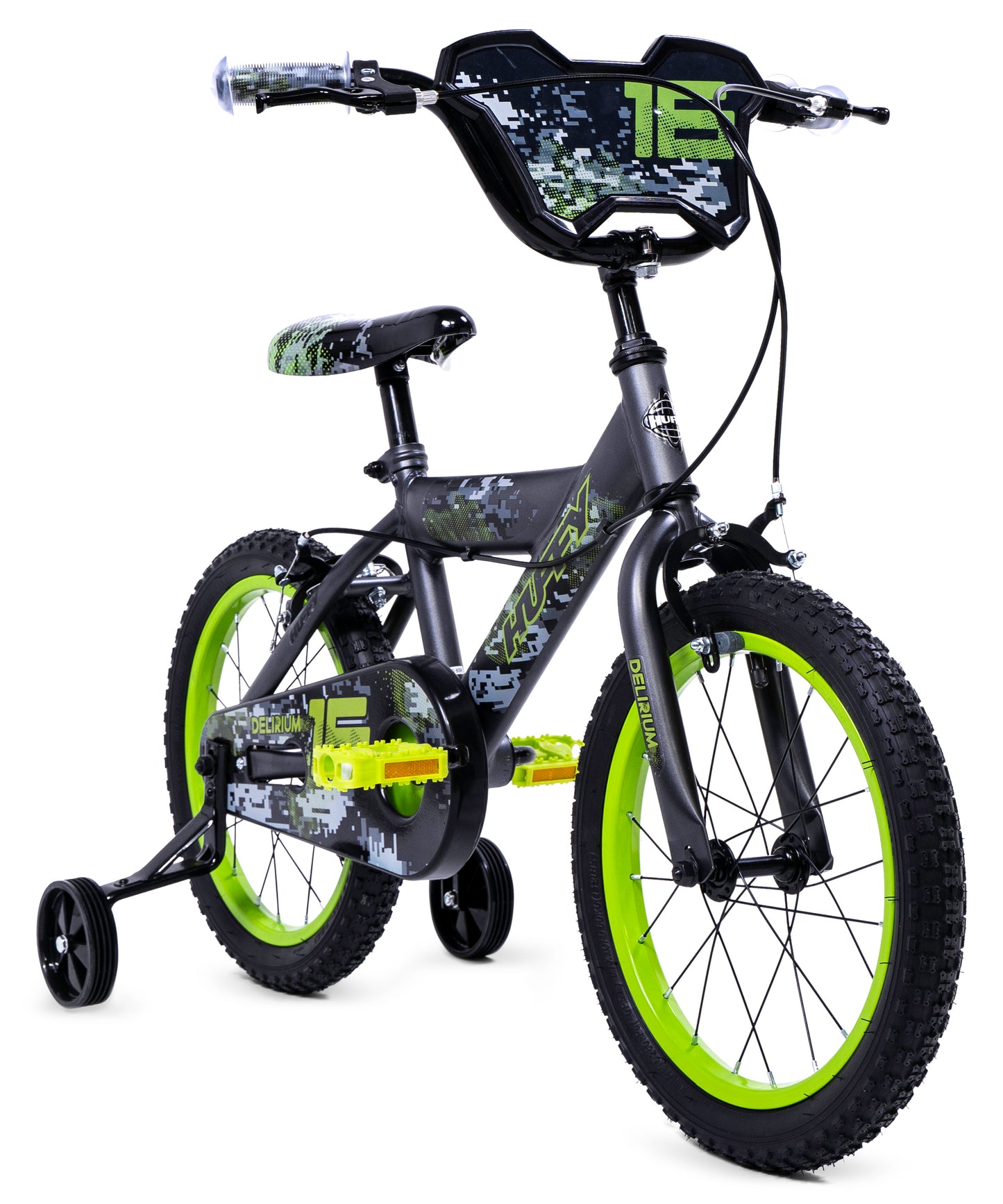 Huffy Delirium 16-tum BMX Style cykel grå och grön 5-7 år