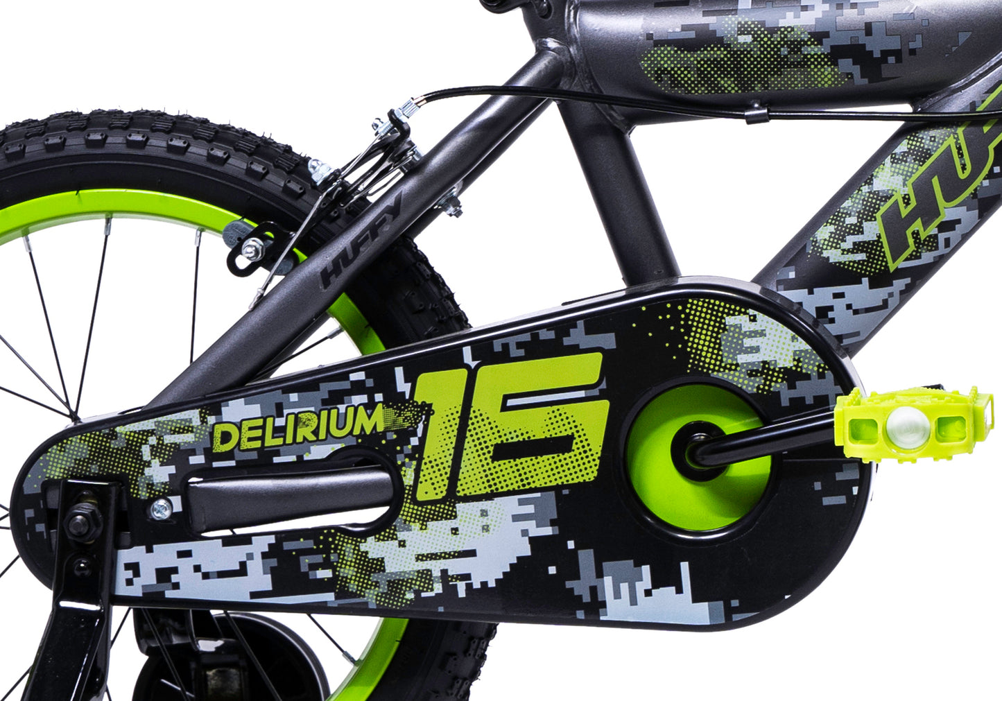 Huffy Delirium 16-tum BMX Style cykel grå och grön 5-7 år