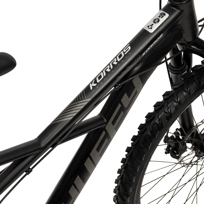 Huffy Korros 26 tum Hardtail MTB, 21 Shimano-växlar & X-frame (Mörkblå/Svart)