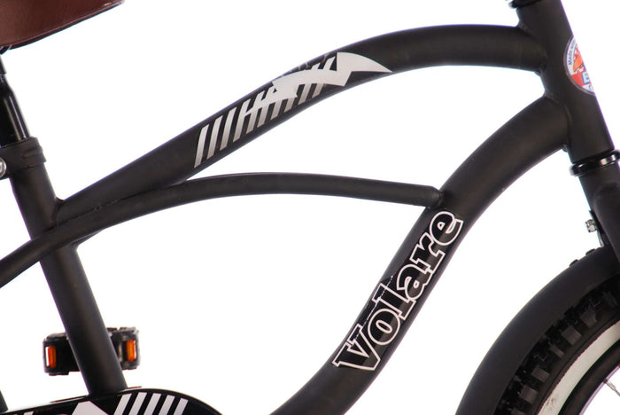 Volare Black Cruiser Barncykel 18 tum, Svart - Lilla Cykelbutiken