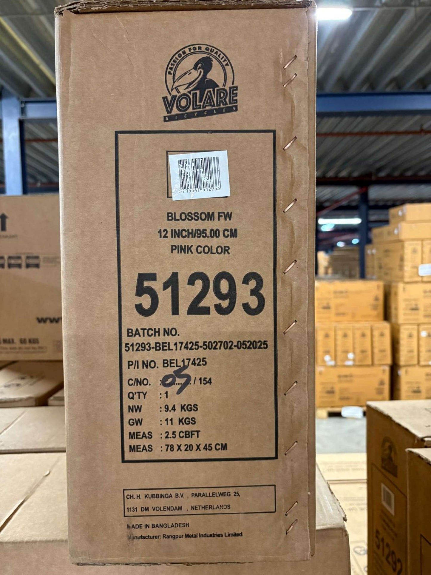 Volare Blossom Barncykel 12 tum, dubbla handbromsar, Rosa - För barn 3-4 år