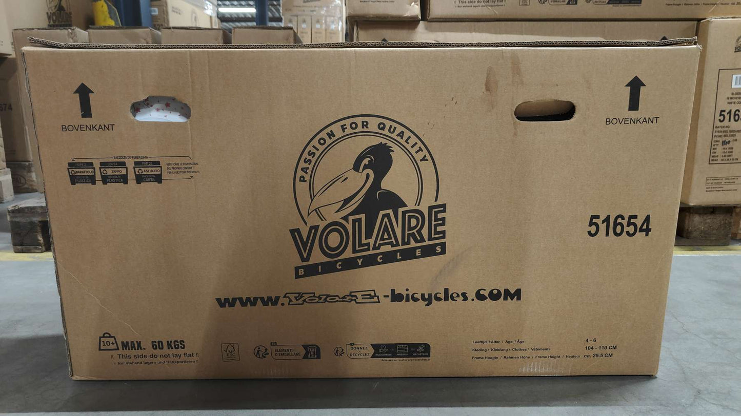 Volare Blossom Barncykel 16 tum, dubbla handbromsar, Vit - För barn 4-6 år