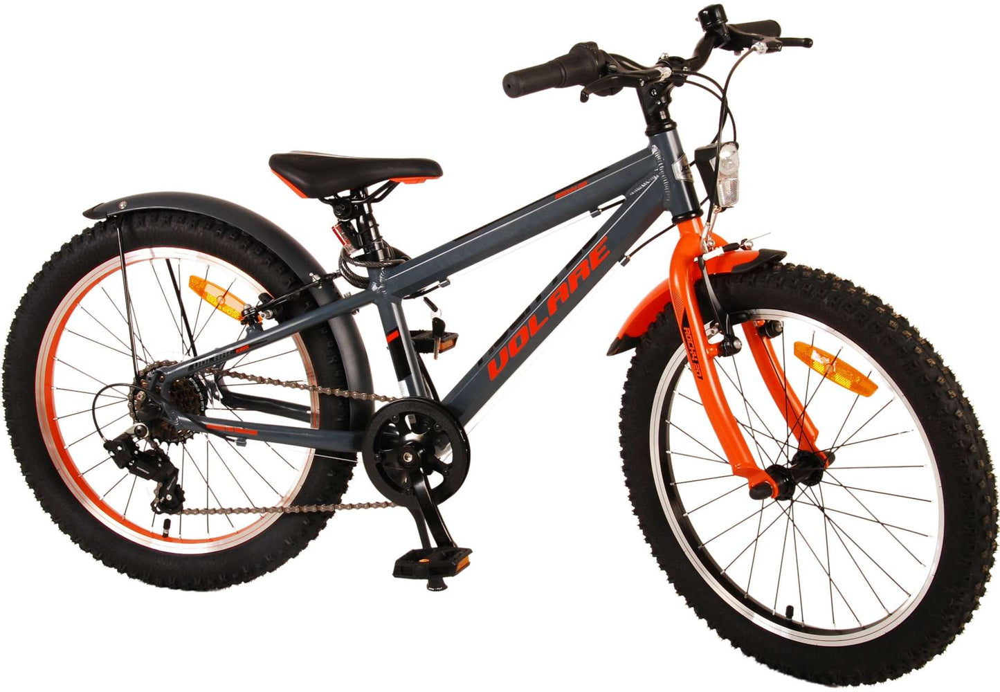 Volare Rocky Barncykel 20 tum, Grå Orange 6 växlar - Lilla Cykelbutiken