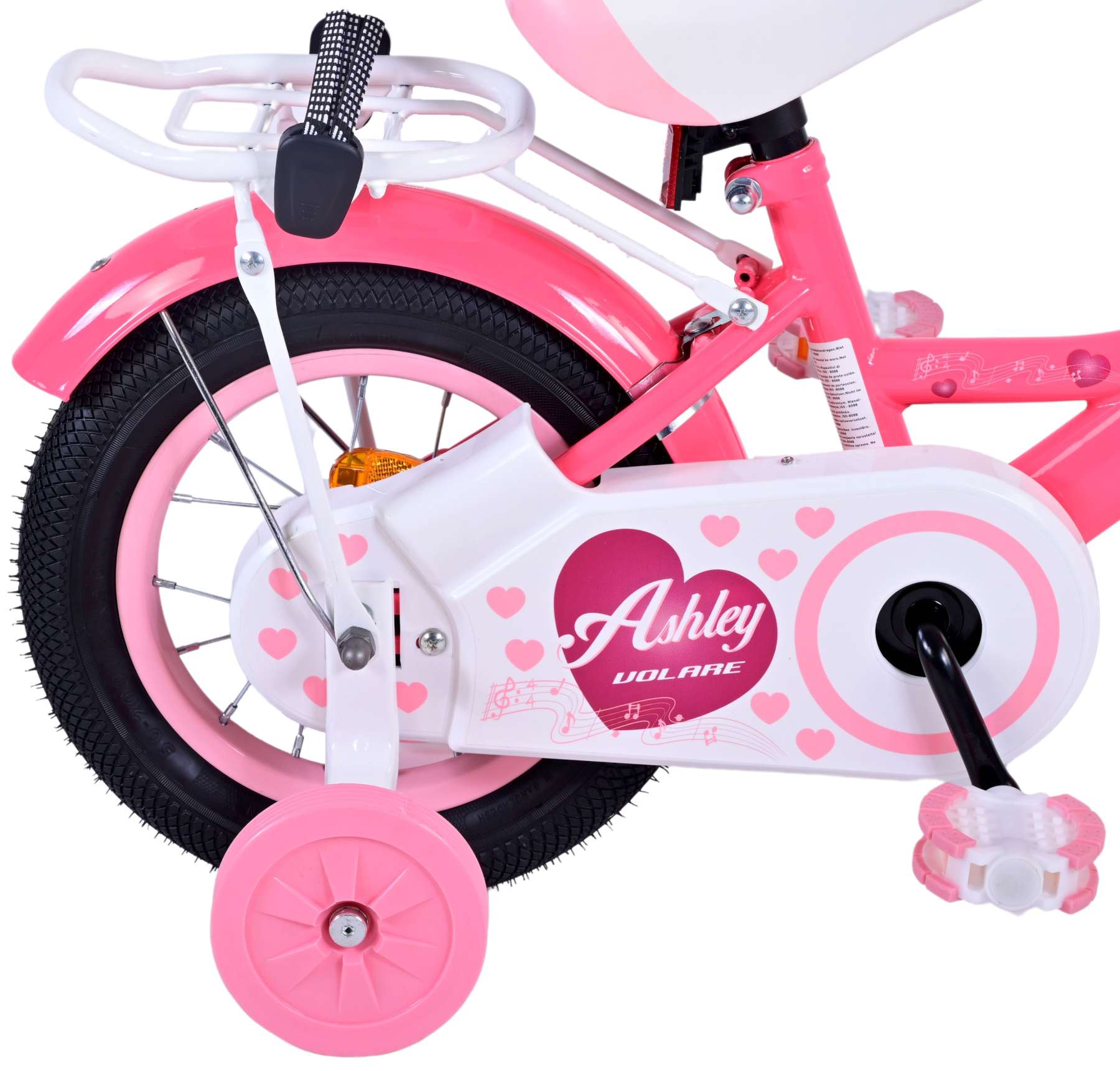 Volare Ashley Barncykel 12 tum, Röd/Rosa - Lilla Cykelbutiken