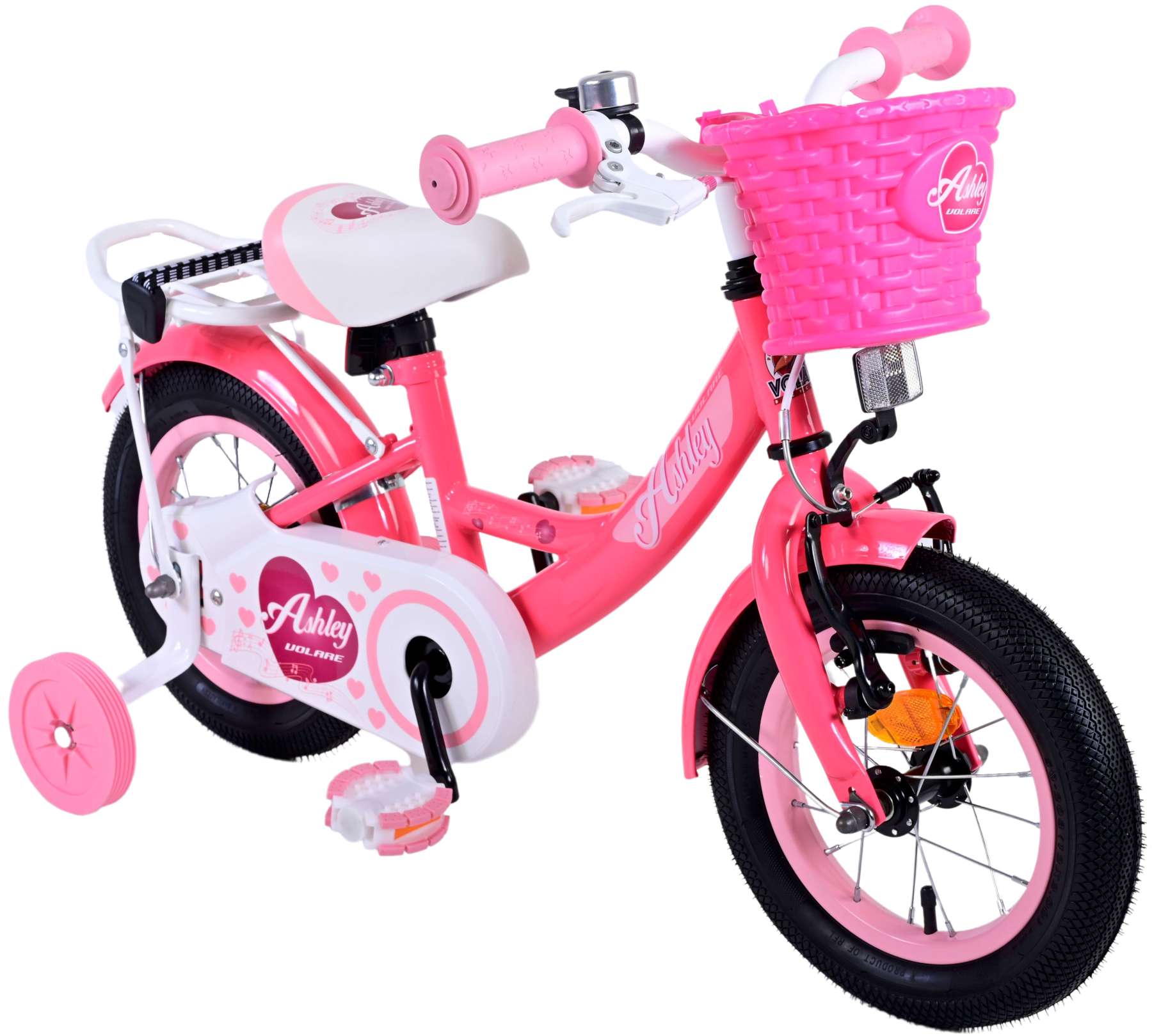 Volare Ashley Barncykel 12 tum, Röd/Rosa - Lilla Cykelbutiken