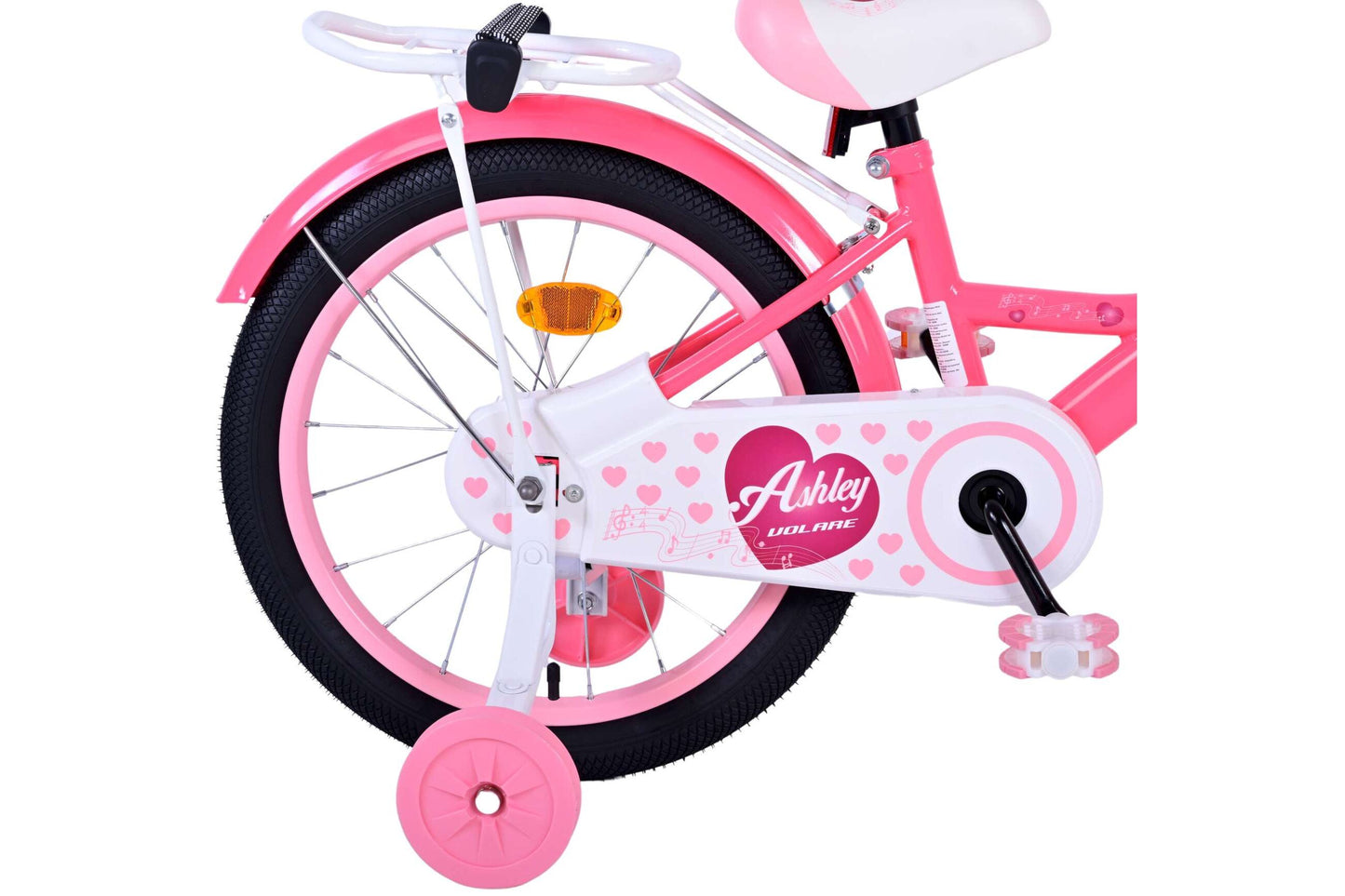 Volare Ashley 18-tums Barncykel Rosa – Med Korg & Stödhjul- För barn 4–7 år