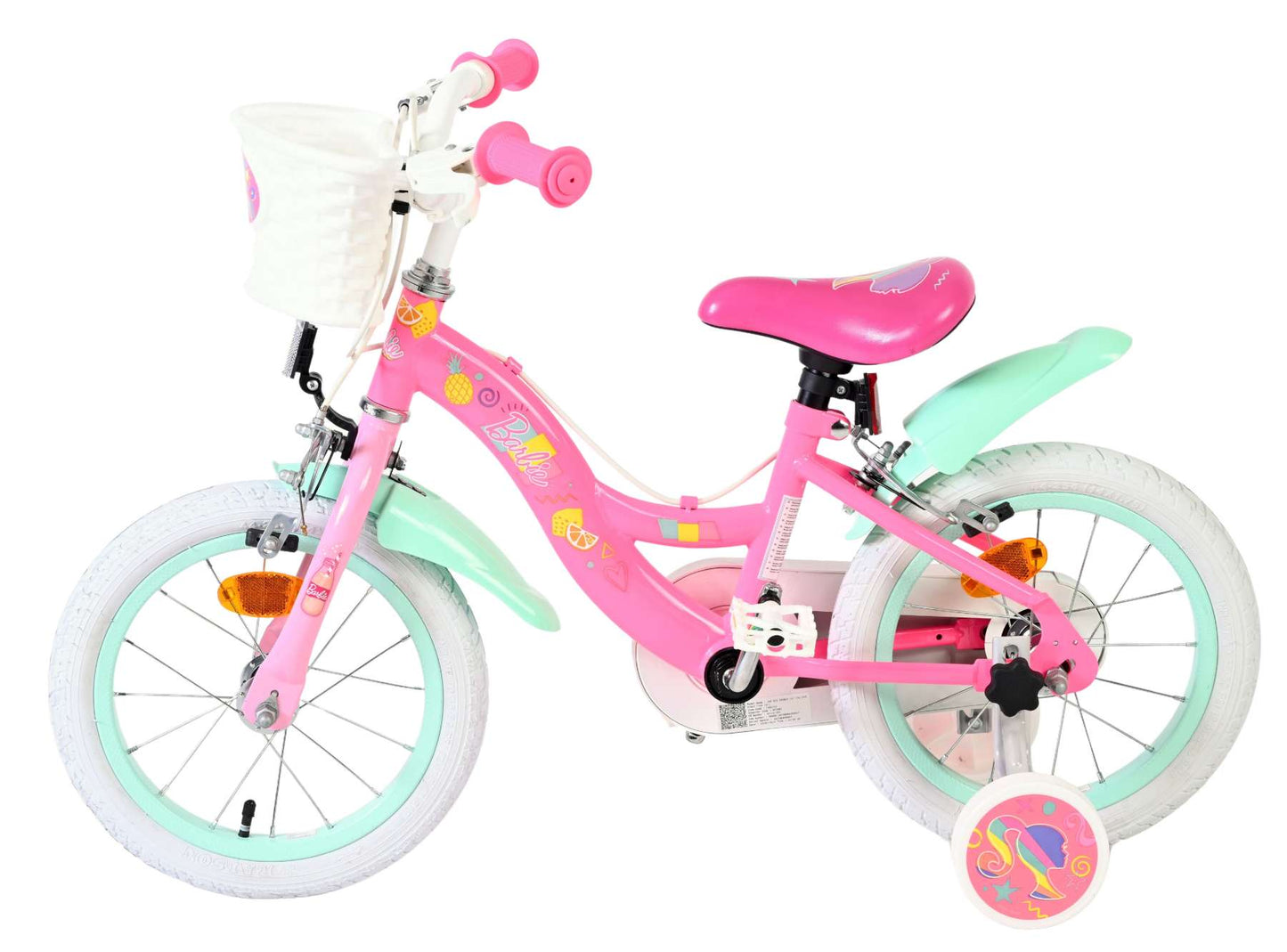 Barbie Kids' Barncykel 14 tum, dubbla handbromsar, Rosa - För barn 5-5 år