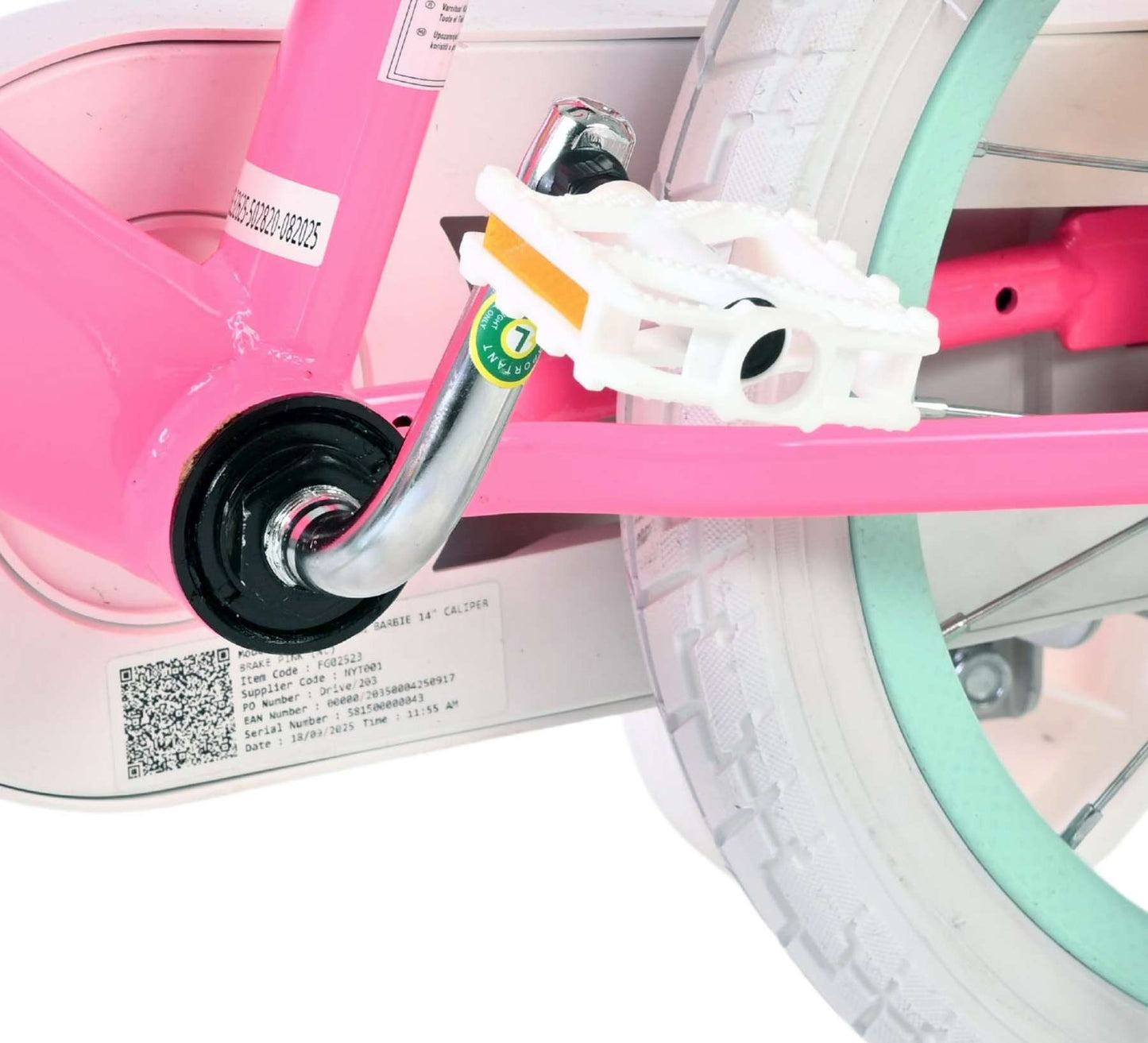 Barbie Kids' Barncykel 14 tum, dubbla handbromsar, Rosa - För barn 5-5 år