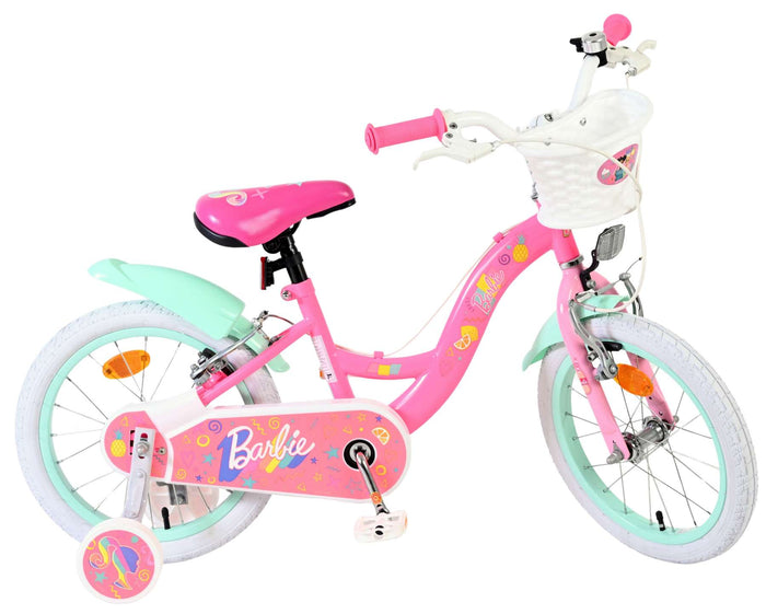 Barbie Kids' Barncykel 16 tum, dubbla handbromsar, Rosa - För barn 4-6 år