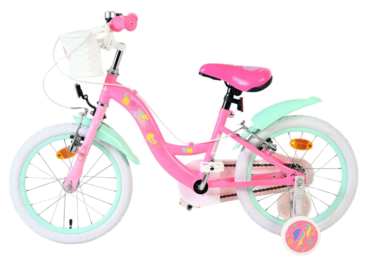 Barbie Kids' Barncykel 16 tum, dubbla handbromsar, Rosa - För barn 4-6 år