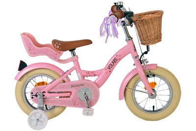 Volare Blossom 12-tums Barncykel – Rosa med Korg och Dockhållare, För barn 3-4 år