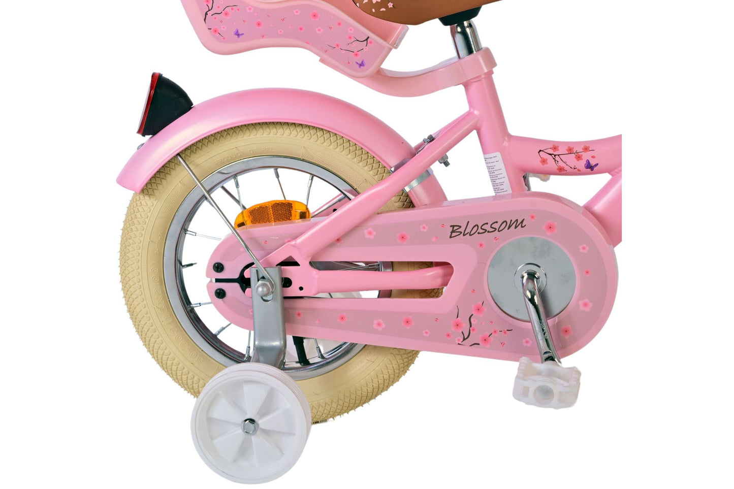 Volare Blossom 12-tums Barncykel – Rosa med Korg och Dockhållare, För barn 3-4 år