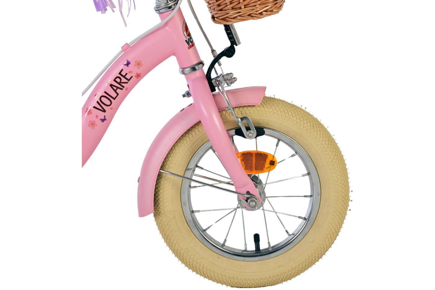 Volare Blossom 12 tum Rosa Barncykel med Korg & Dockhållare – Dubbel Handbroms, För barn 3-4 år