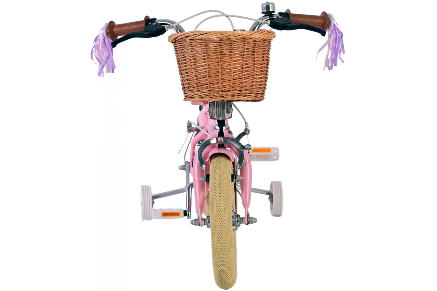 Volare Blossom 12 tum Rosa Barncykel med Korg & Dockhållare – Dubbel Handbroms, För barn 3-4 år