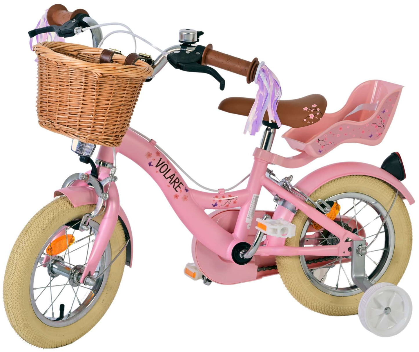 Volare Blossom Barncykel Två Handbromsar 12 tum, Rosa - Lilla Cykelbutiken