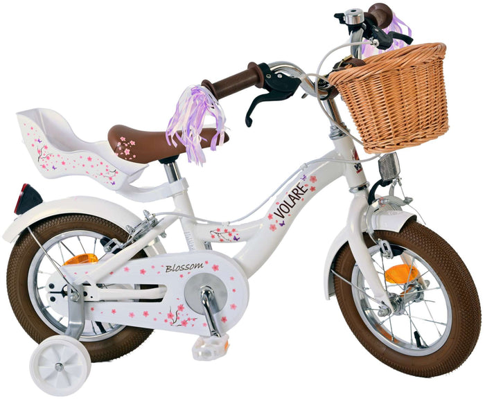 Volare Blossom Barncykel Två Handbromsar 12 tum, Vit - Lilla Cykelbutiken