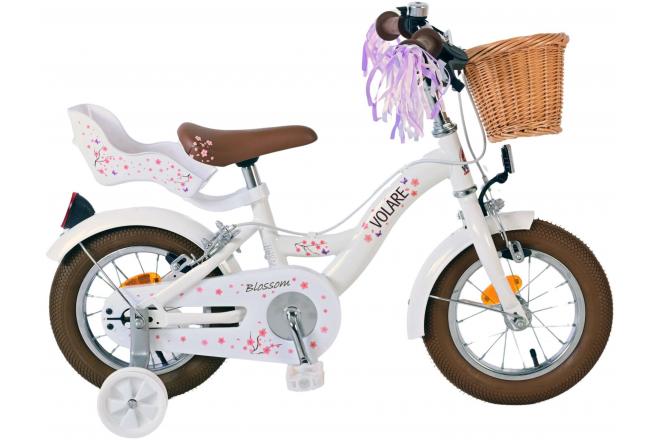 Volare Blossom Barncykel Två Handbromsar 12 tum, Vit - Lilla Cykelbutiken