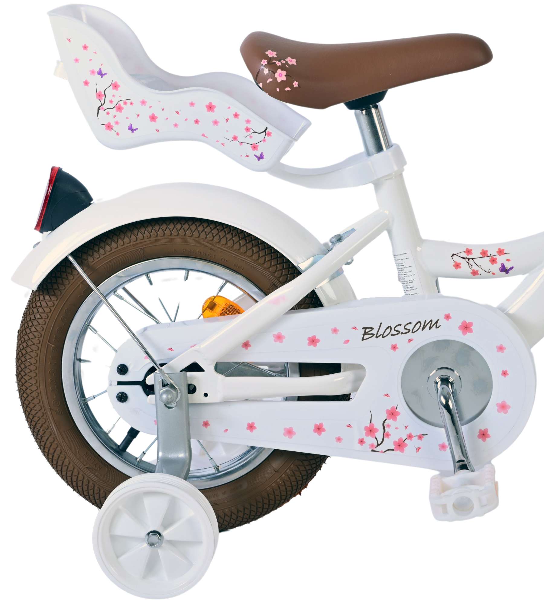 Volare Blossom Barncykel 12 tum, Vit - Lilla Cykelbutiken