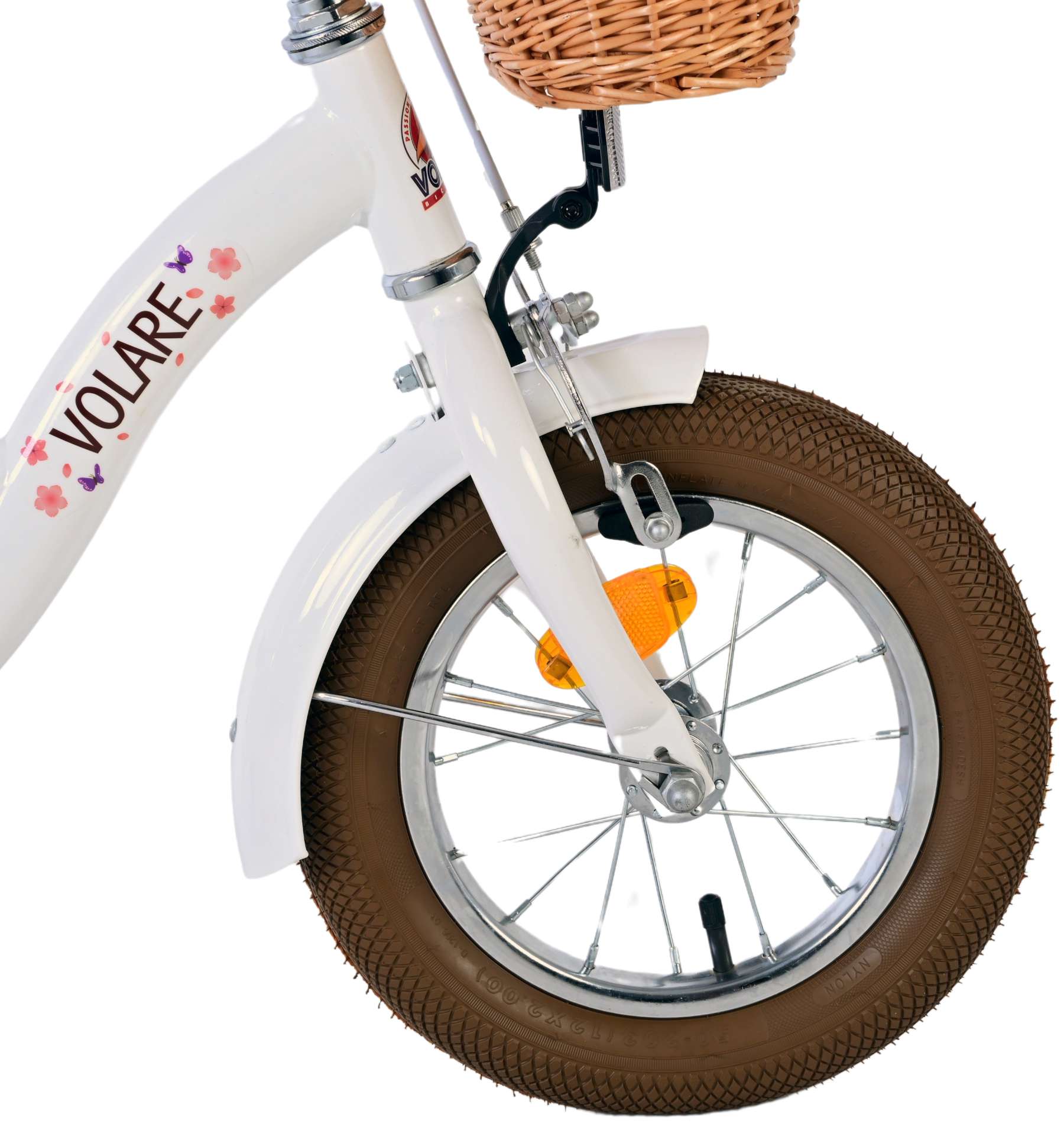 Volare Blossom Barncykel 12 tum, Vit - Lilla Cykelbutiken