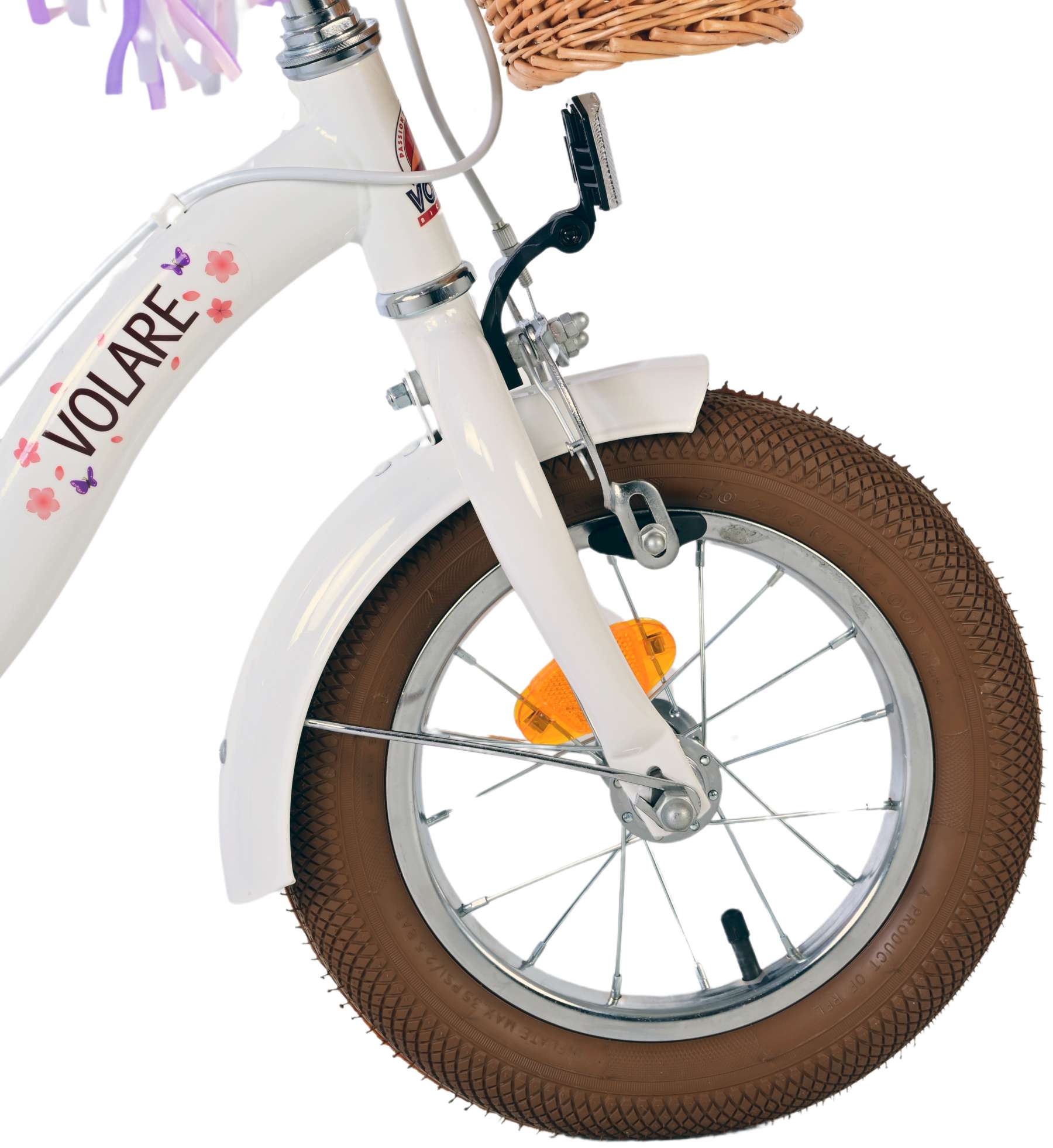 Volare Blossom Barncykel Två Handbromsar 12 tum, Vit - Lilla Cykelbutiken
