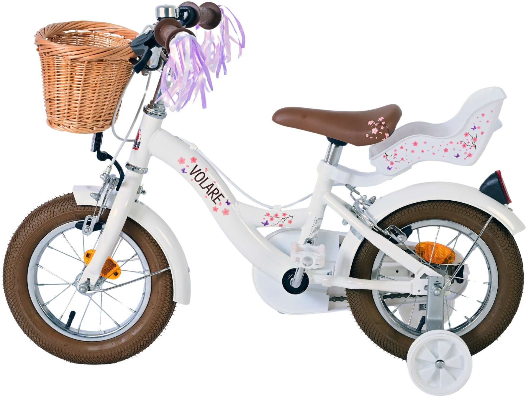Volare Blossom Barncykel Två Handbromsar 12 tum, Vit - Lilla Cykelbutiken