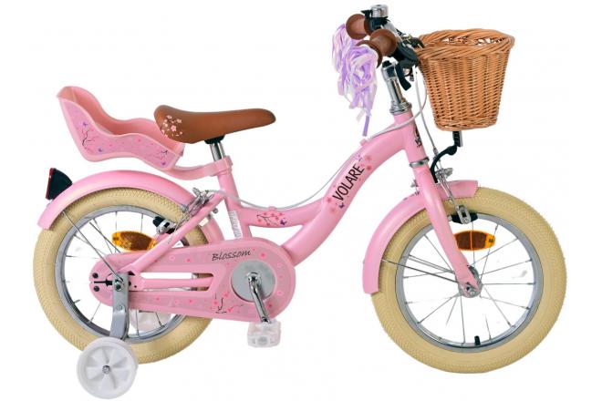 Volare Blossom Barncykel Två Handbromsar 14 tum, Rosa - Lilla Cykelbutiken