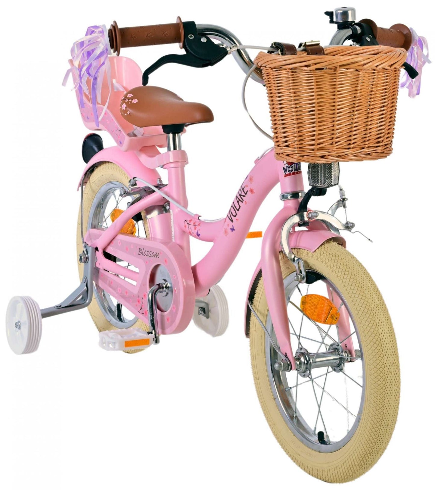 Volare Blossom Barncykel Två Handbromsar 14 tum, Rosa - Lilla Cykelbutiken