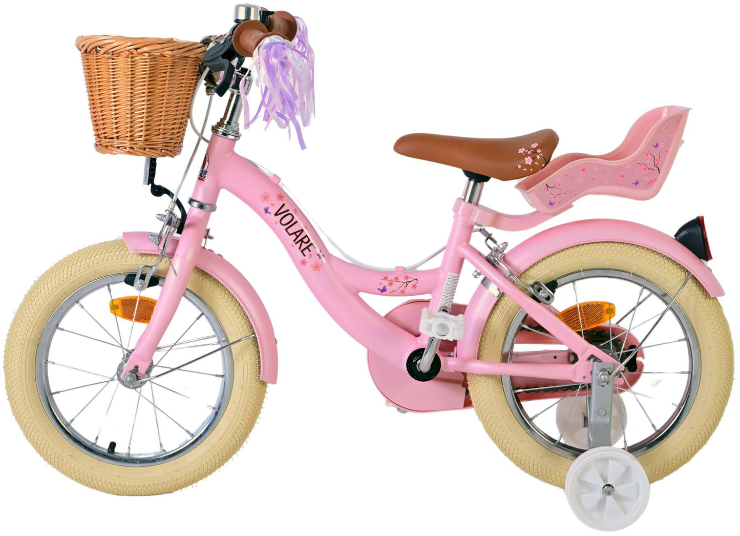 Volare Blossom Barncykel Två Handbromsar 14 tum, Rosa - Lilla Cykelbutiken