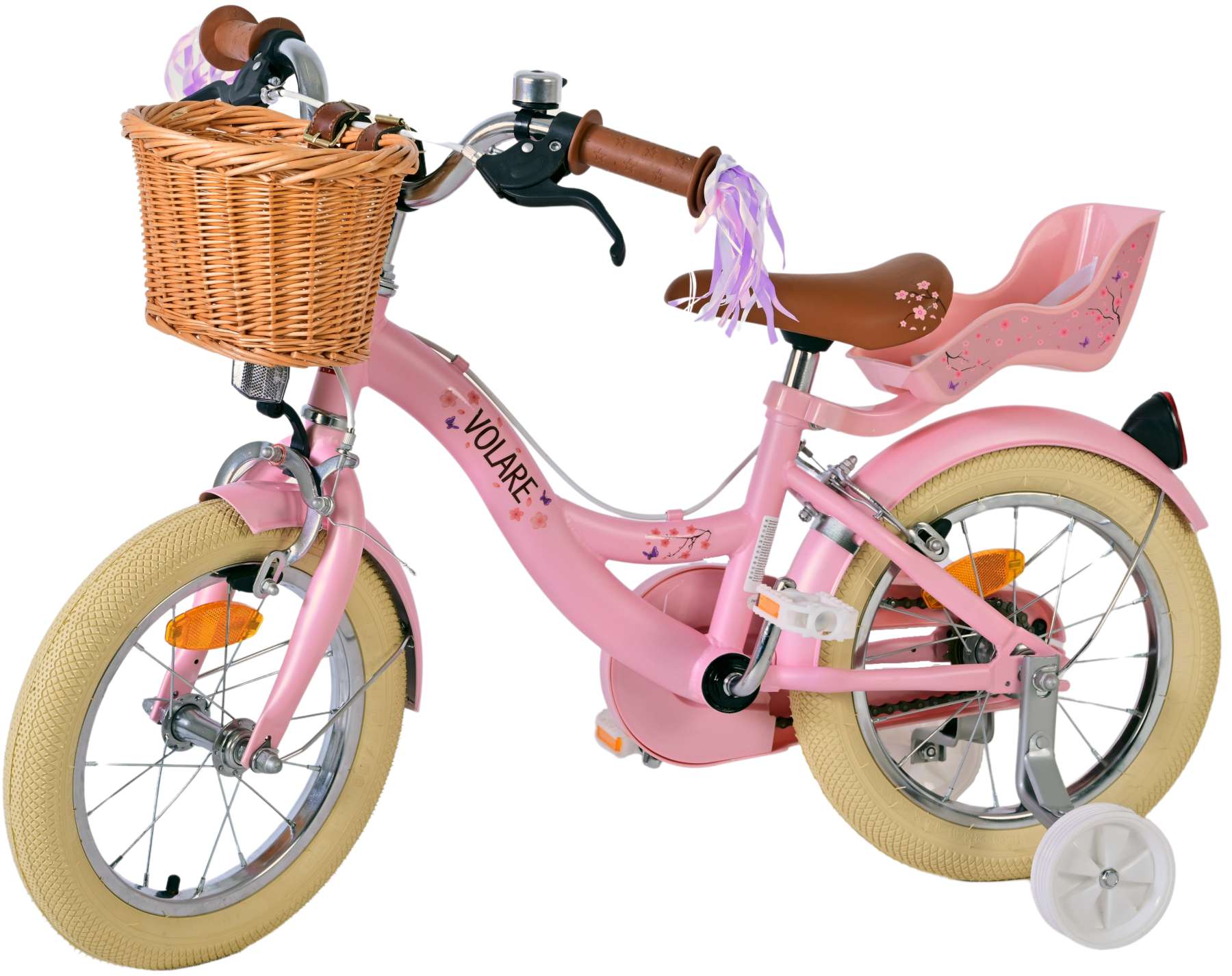 Volare Blossom Barncykel Två Handbromsar 14 tum, Rosa - Lilla Cykelbutiken