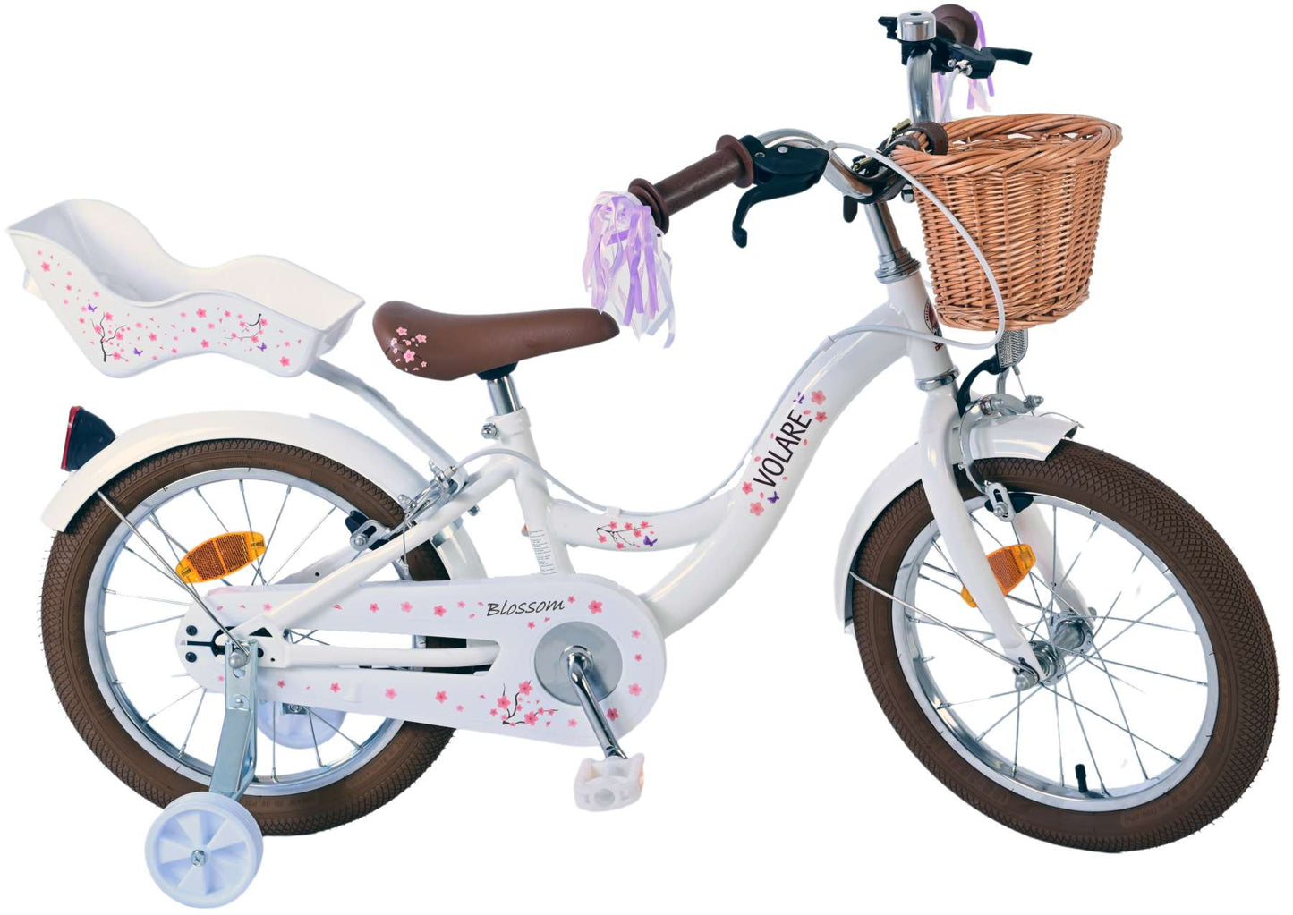 Volare Blossom Barncykel Två Handbromsar 16 tum, Vit - Lilla Cykelbutiken